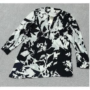 Chicos Women's White Black Shirt Blouse Size M #66867